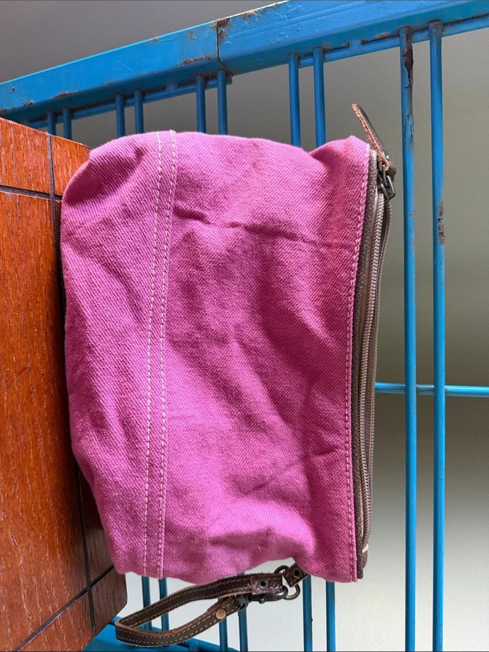 Myra Bag Pink Canvas Wristlet with Black Print